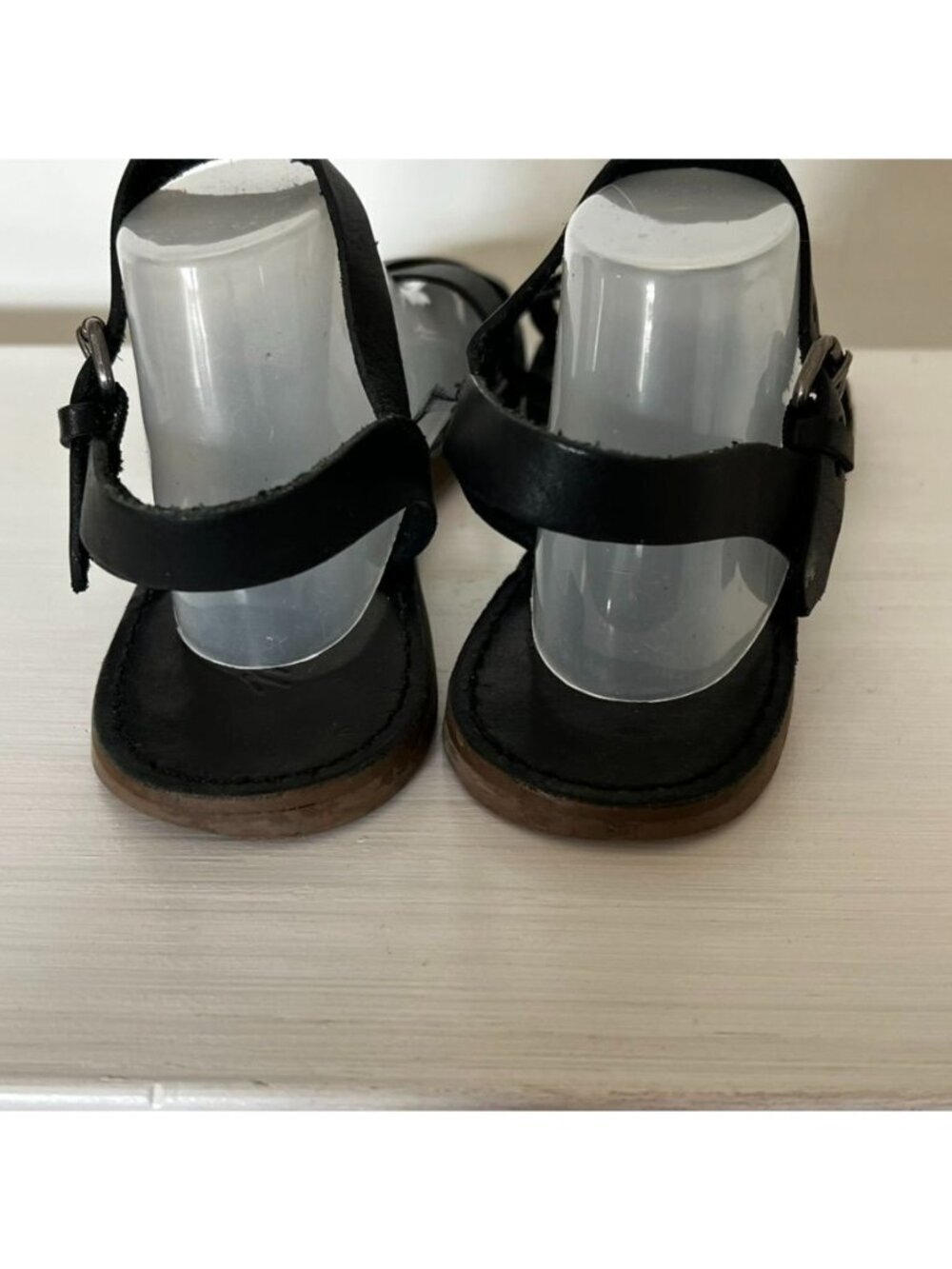 Madewell Black Leather Crisscross Sandals Ankle Strap Size 7 Boho Minimalist - Picture 4 of 8
